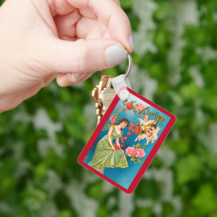 Llavero Ángeles y corazones vintage victorianos del día de