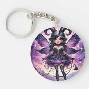 Llavero Angelina Purple Gothic Fairy Escorpio Cuernos Zodi