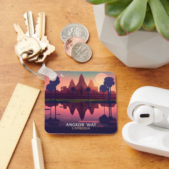 Llavero Angkor Wat Sunrise Camboya Siem Reap Retro (Escritorio )
