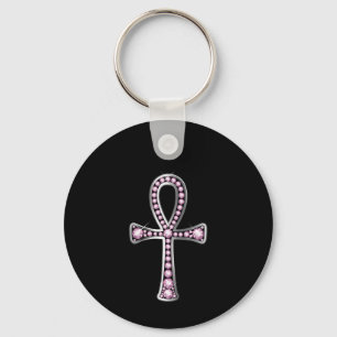 Llavero Anhk egipcio con cadena clave "Rosa de cuarzo"