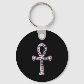 Llavero Anhk egipcio con cadena clave "Rosa de cuarzo"