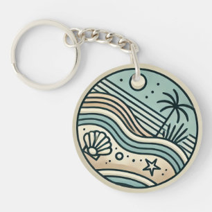 Llavero Anillo acrílico de la playa de verano minimalista