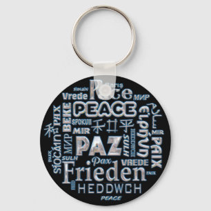Llavero Anillo clave con diseño de paz en varios idiomas