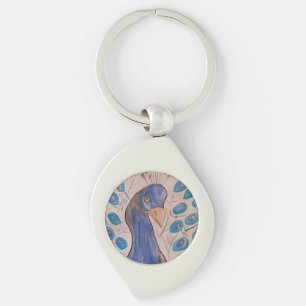 Llavero Anillo de clave Metalizado azul pavo real