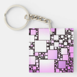 Llavero Anillo de claves acrílicas de baile rosa y cuadrad