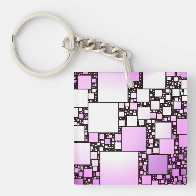 Llavero Anillo de claves acrílicas de baile rosa y cuadrad (Frente)