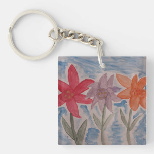 Llavero Anillo de claves acrílicas de flores de Lily