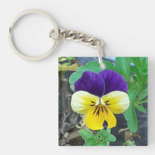 Llavero Anillo de claves acrílicas púrpura y amarilla