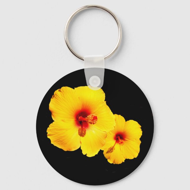 Llavero Anillo de claves amarillo hibiscus (Anverso)