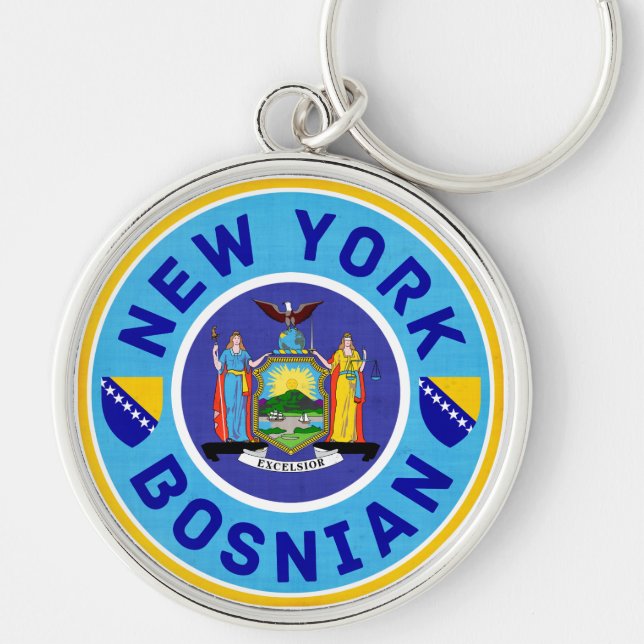 Llavero Anillo de claves bosnio-americano de Nueva York (Frente)