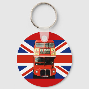 Llavero Anillo de claves con bandera británica y de autobú