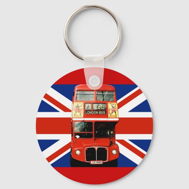 Llavero Anillo de claves con bandera británica y de autobú (Anverso)