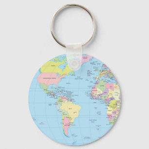 Llavero Anillo de claves con mapa mundial