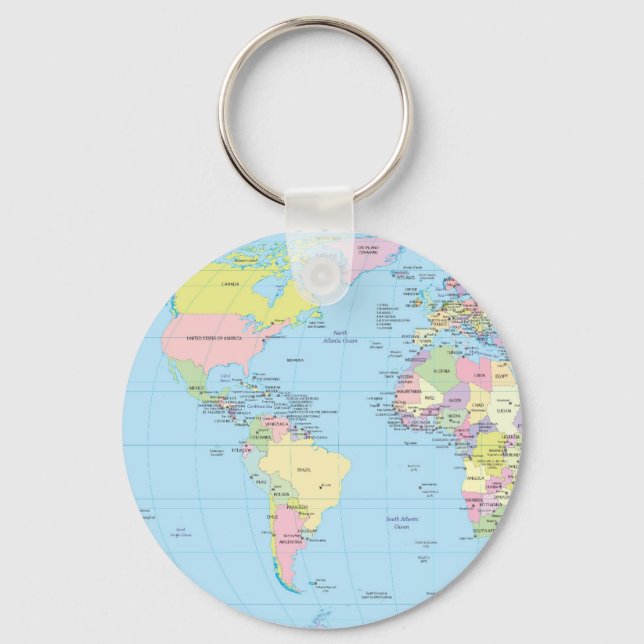 Llavero Anillo de claves con mapa mundial (Anverso)