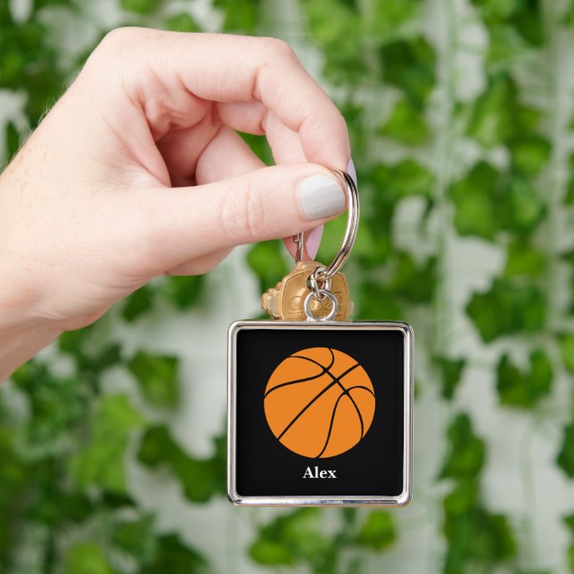 Llavero Anillo de claves de baloncesto personalizado, anil (Mano)