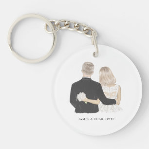 Llavero Anillo de claves de Ilustracion de novia y de Groo
