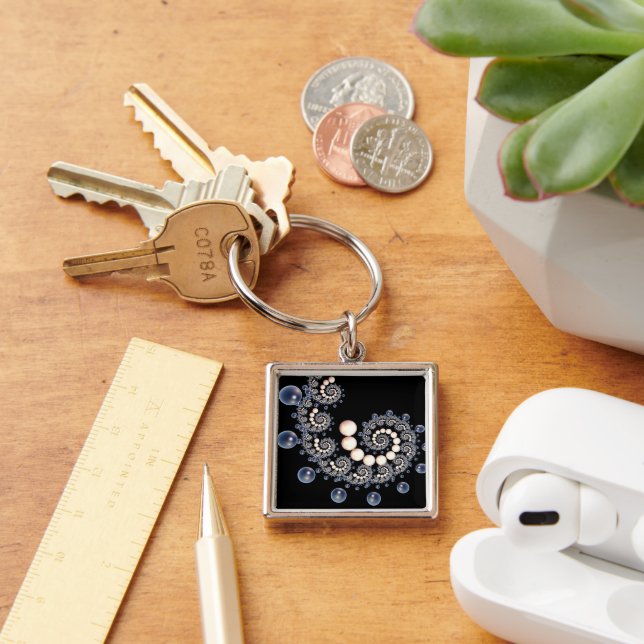 Llavero Anillo de claves de la espiral de marfil y perla a (Escritorio )