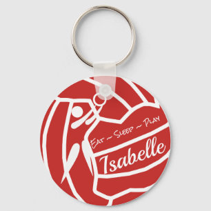 Llavero Anillo de claves de Netball personalizado con colo