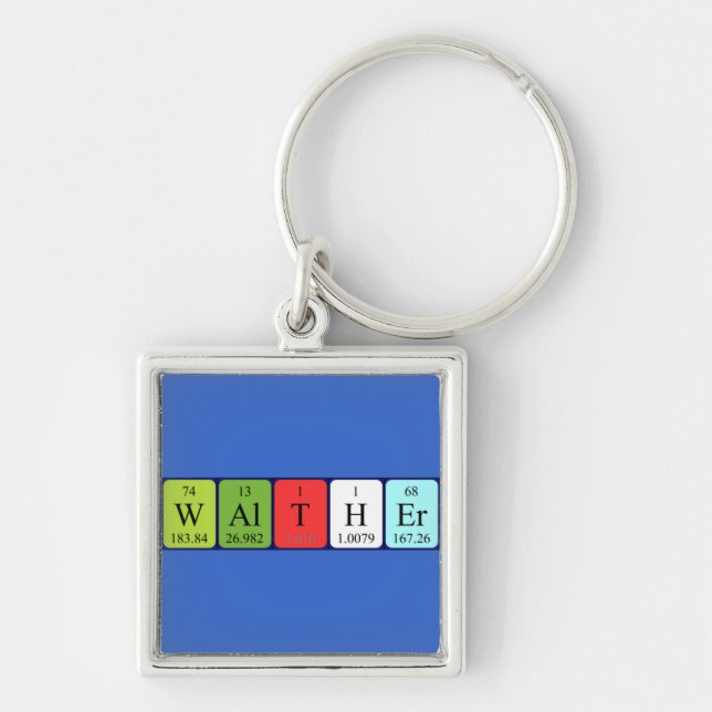 Llavero Anillo de claves de nombre de tabla periódica Walt (Frente)