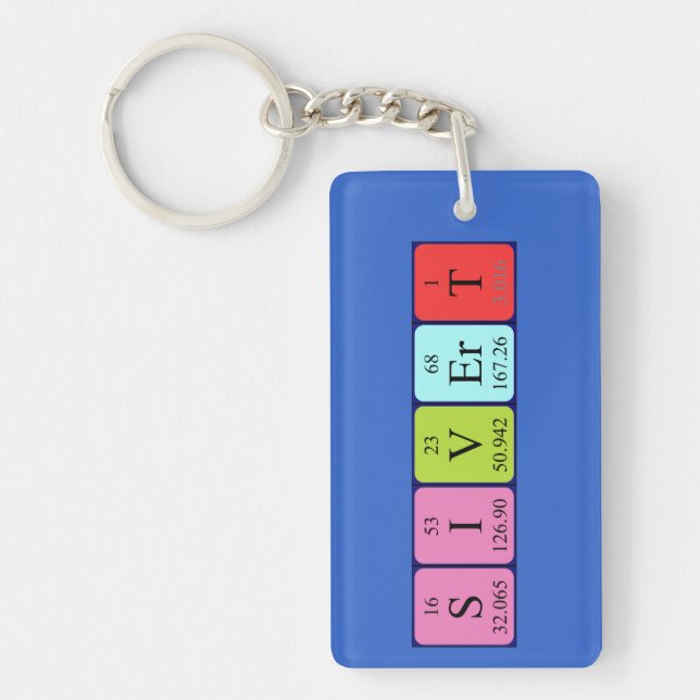 Llavero Anillo de claves de nombres de tabla periódica de  (Frente)