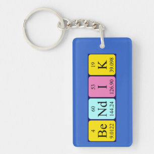 Llavero Anillo de claves de nombres de tabla periódica de
