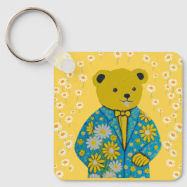 Llavero Anillo de claves de oso floral