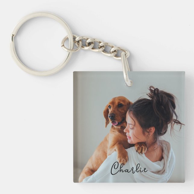 Llavero Anillo de claves fotográficas Mascota personalizad (Frente)