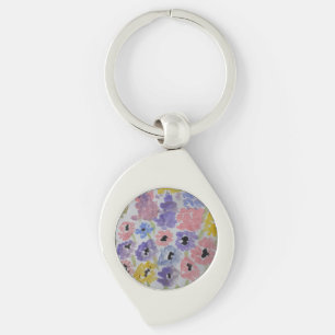 Llavero Anillo de claves Metalizado de flores silvestres d