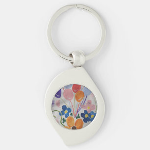 Llavero Anillo de claves Metalizado de flores y globos