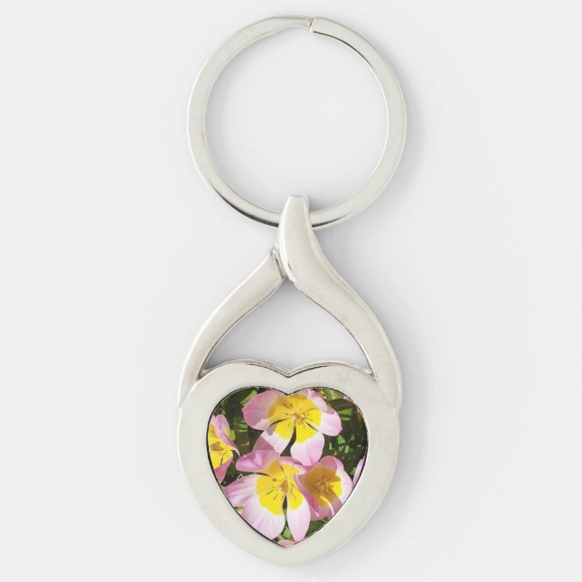 Llavero Anillo de claves Metalizado rosa y amarilla (Anverso)