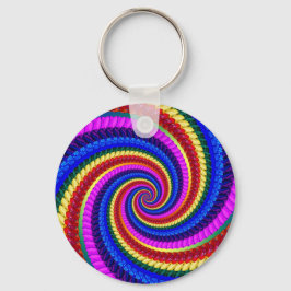 Llavero Anillo de claves - Patrón fractal de giro arco iri
