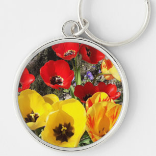 Llavero Anillo de claves premium de tulipanes amarillos y