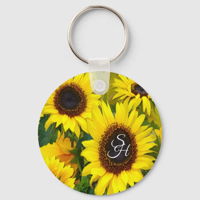 Llavero Anillo de claves Sunny Sunflower personalizado (Anverso)