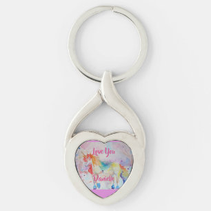Llavero Anillo de clavija rosa de color azul arco iris uno