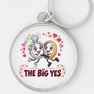 Llavero Anillo de Compromiso The Big Yes Pareja Cartoon