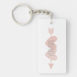 Llavero Anillo de dos teclas del corazón (blanco)