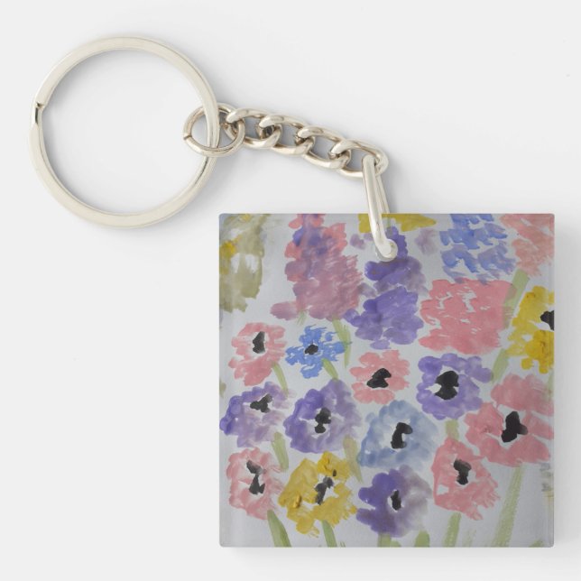 Llavero Anillo de la llave acrílica de flores silvestres d (Frente)
