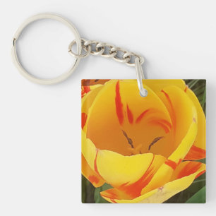Llavero Anillo de la llave acrílica tulipán amarilla