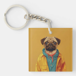 Llavero Anillo de la llave de pug