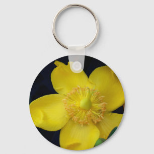 Llavero Anillo de la tecla de la foto de la flor amarilla
