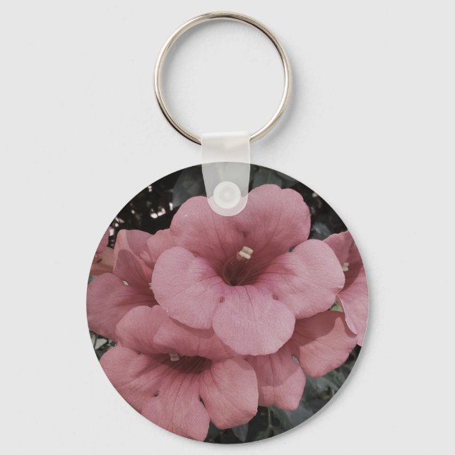 Llavero Anillo de la tecla de la foto de las flores rosas (Anverso)