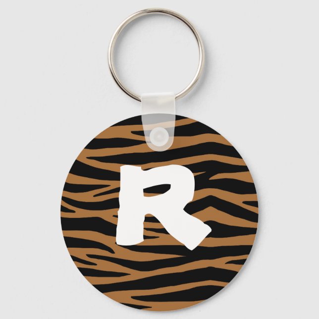 Llavero Anillo de llaves de rayas de cebra marrón (Anverso)