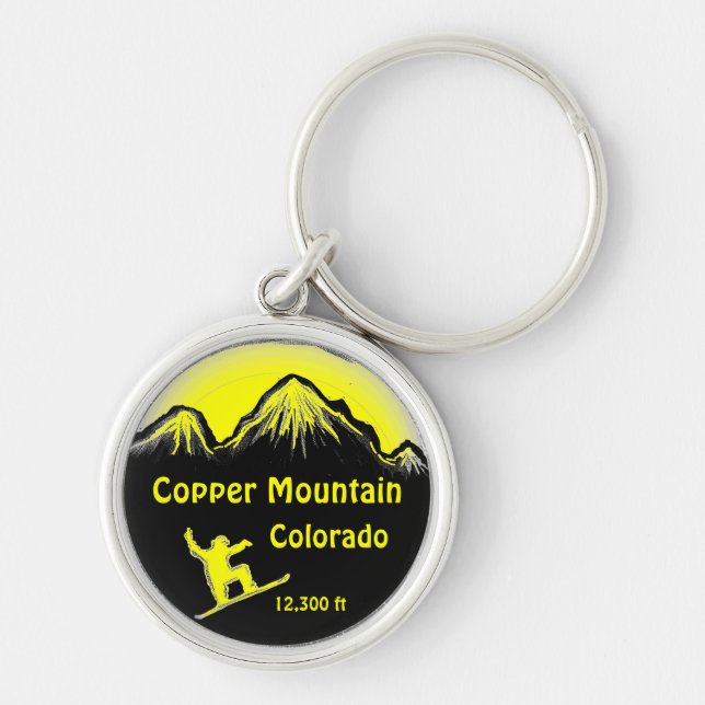 Llavero Anillo de snowboard amarillo de Copper Mountain Co (Frente)