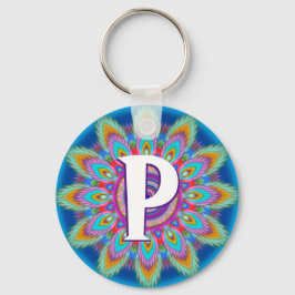 Llavero anillo de tecla del botón inicial psicodélico del 