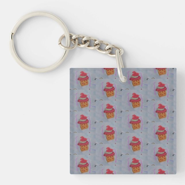Llavero Anillo de teclas acrílicas de Cupcakes (Frente)