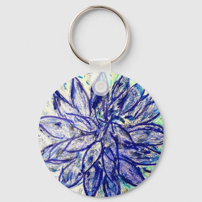 Llavero Anillo de teclas de botón básico Rare Blue Dalhia (Anverso)