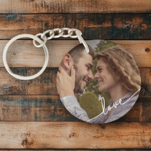 Llavero Anillo de teclas de fotografía de pareja de guione