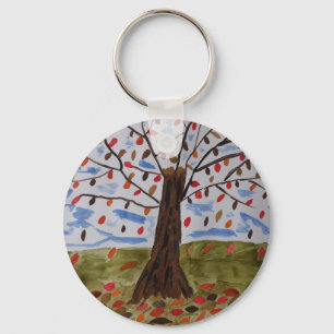 Llavero Anillo de teclas del botón Árbol de otoño