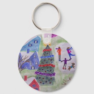 Llavero Anillo de teclas del botón de aldea de navidades