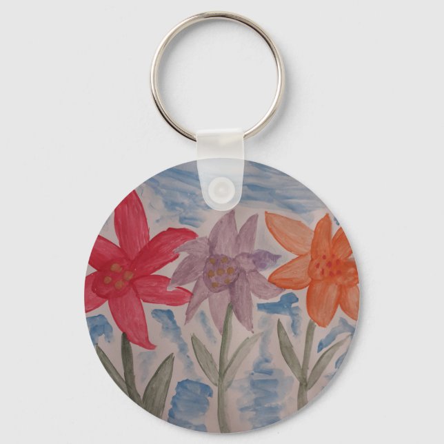Llavero Anillo de teclas del botón Flores de Lily (Anverso)